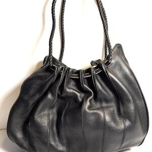 Vintage Sondra Roberts Black Leather Hobo Bag